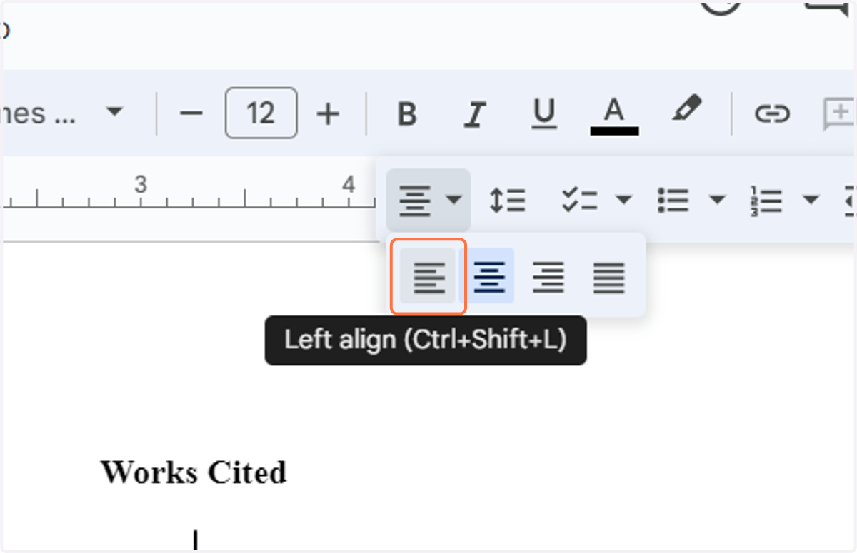 Click on Left align (Ctrl+Shift+L)