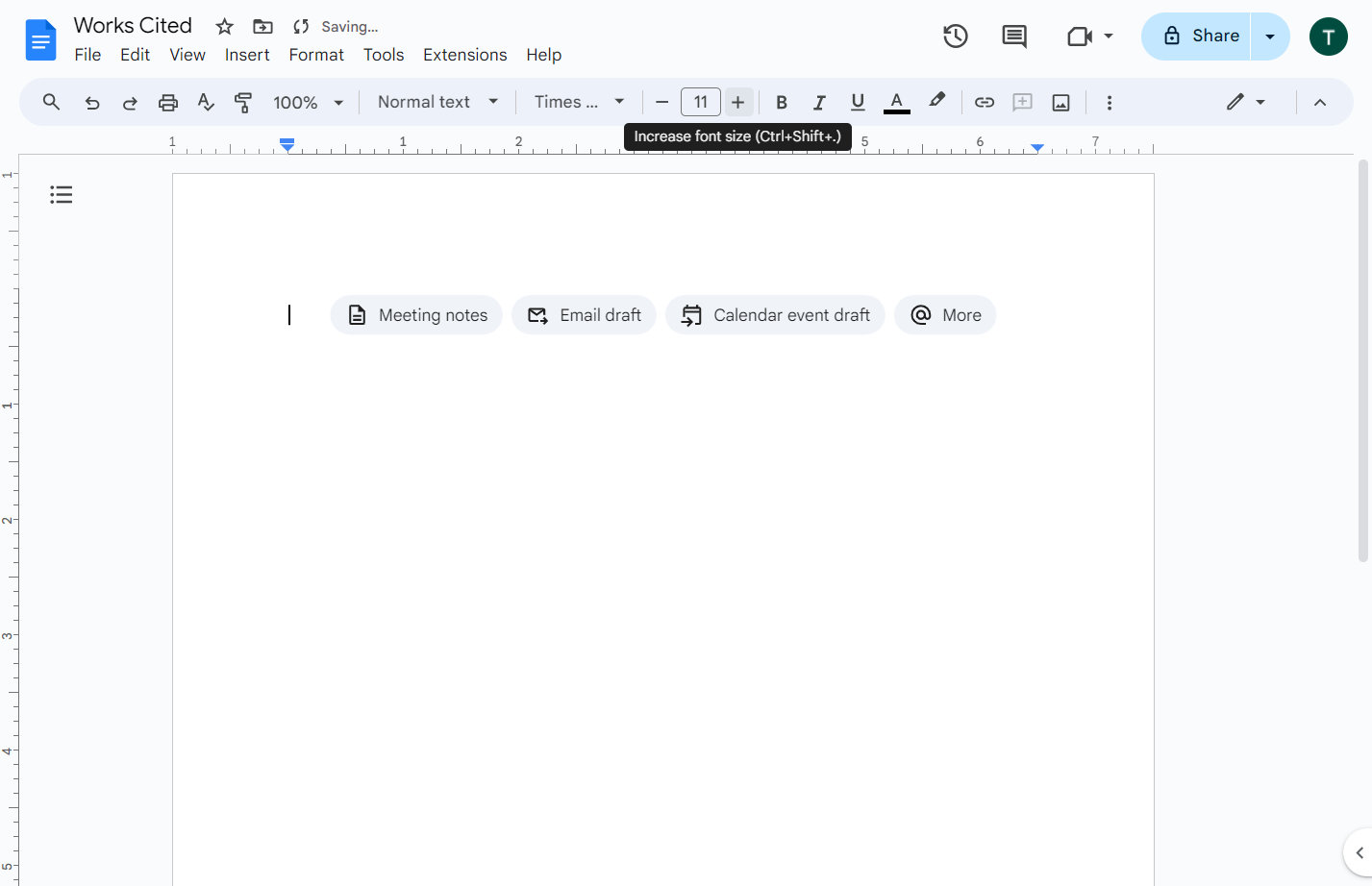 Click on Increase font size (Ctrl+Shift+period)
