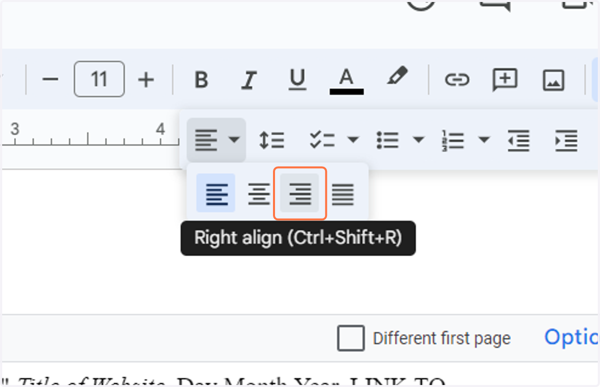 Click on Right align (Ctrl+Shift+R)