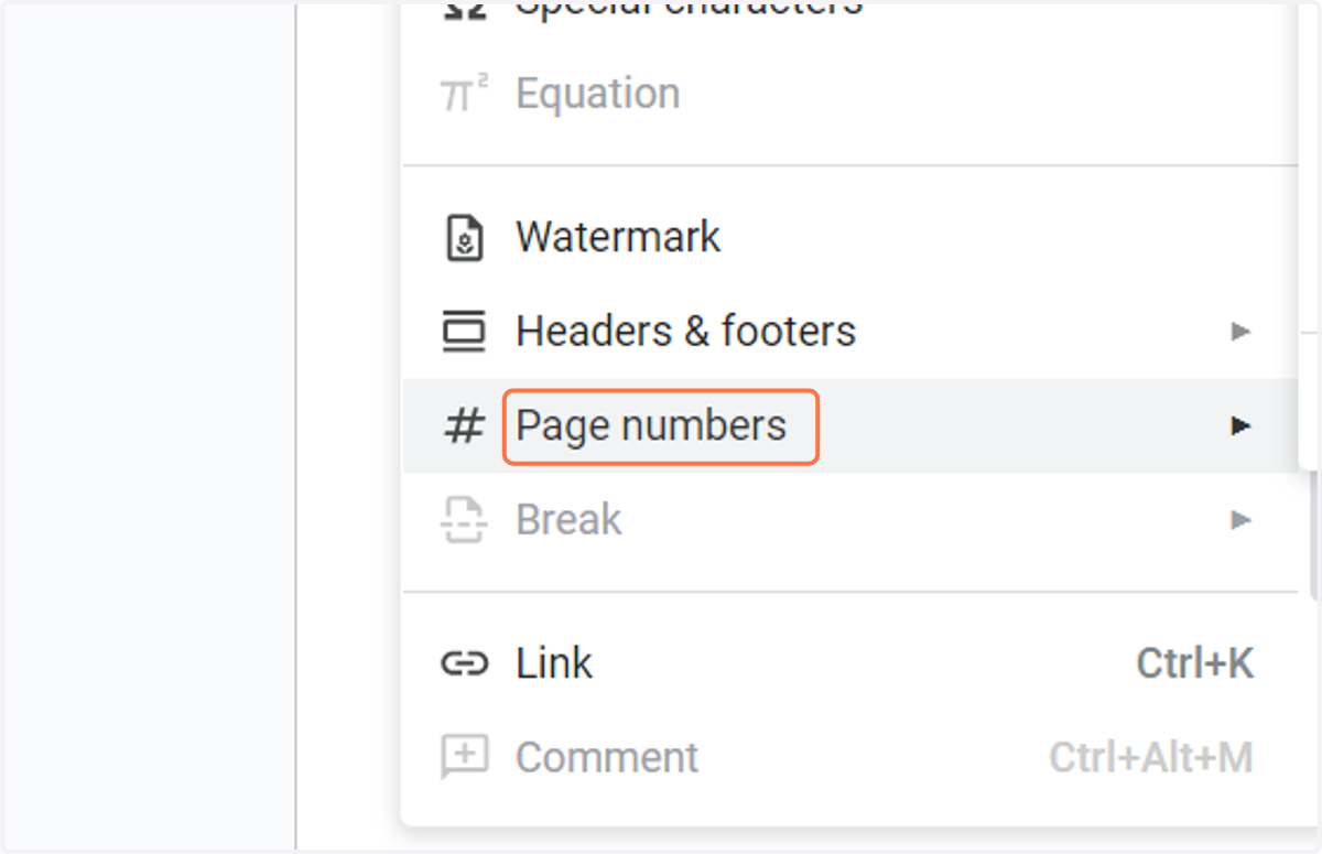 Click on Page numbers