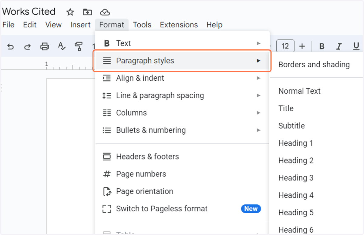 Click on Paragraph styles…