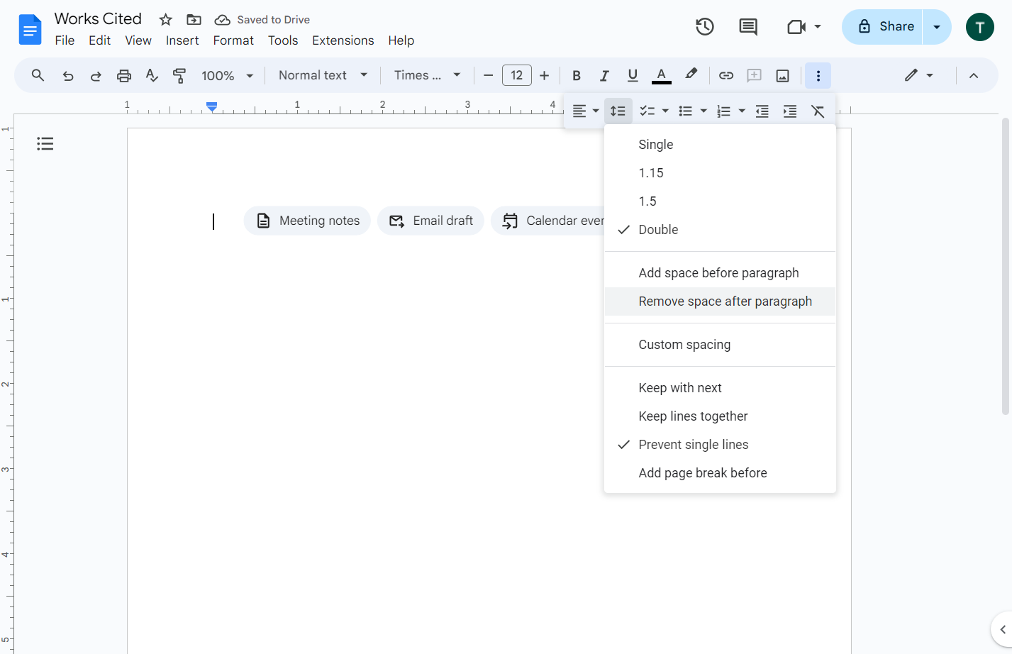 Click on Remove space after paragraph