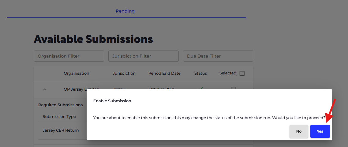 Confirm your decision by clicking 'YES'