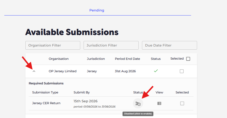 To Re-enable a submission please follow the below:
