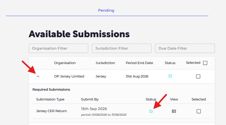 Use the Filtering feature to find the specific submission you wish to disable. Click 'Status' icon to disable the submission.