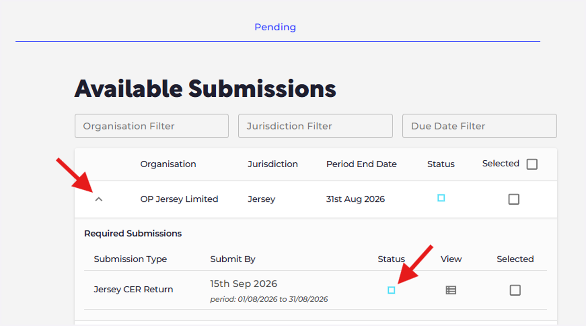 Use the Filtering feature to find the specific submission you wish to disable. Click 'Status' icon to disable the submission.