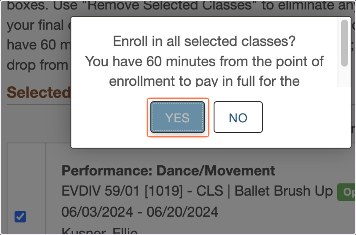 Click on YES