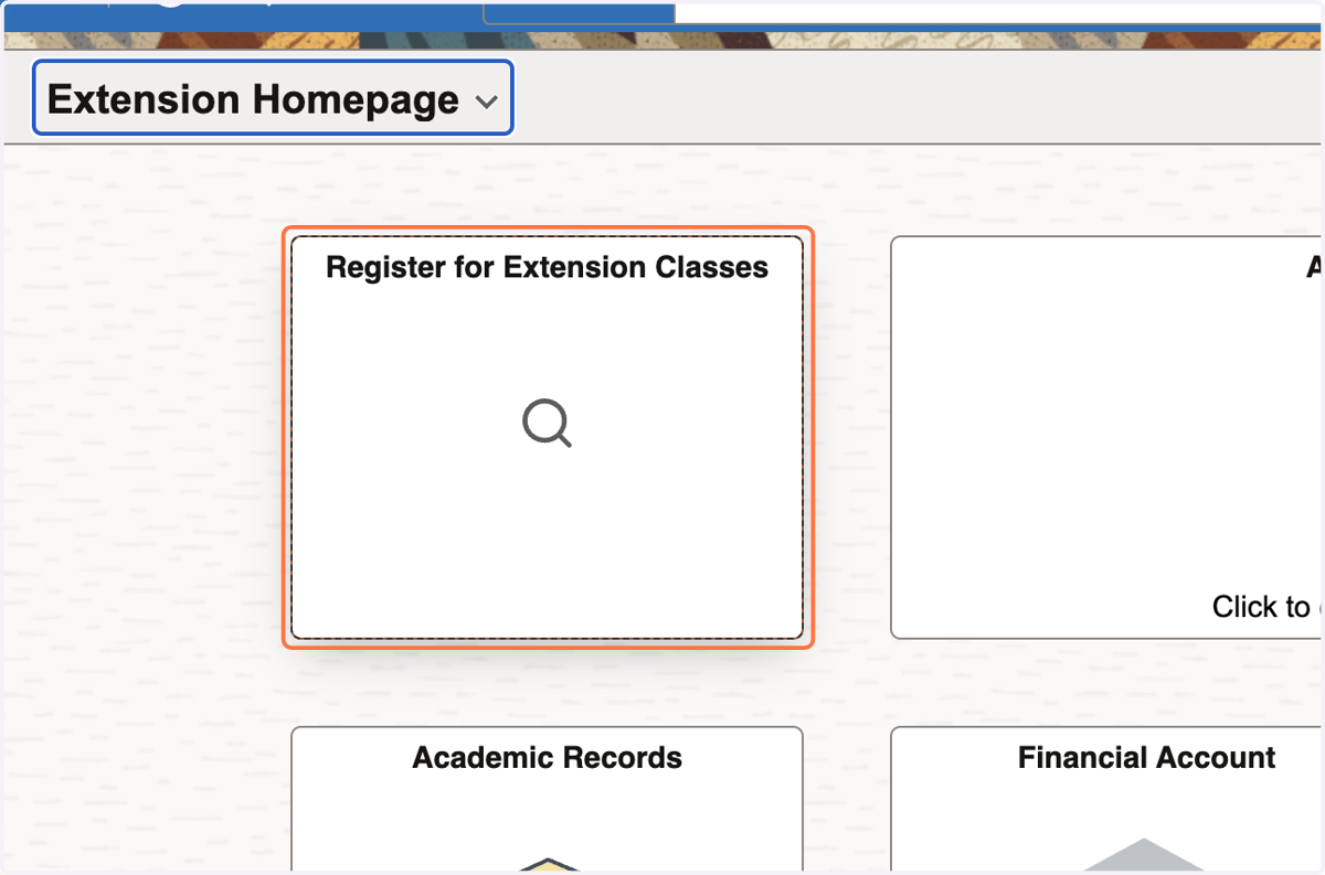 Click on Register for Extension Classes