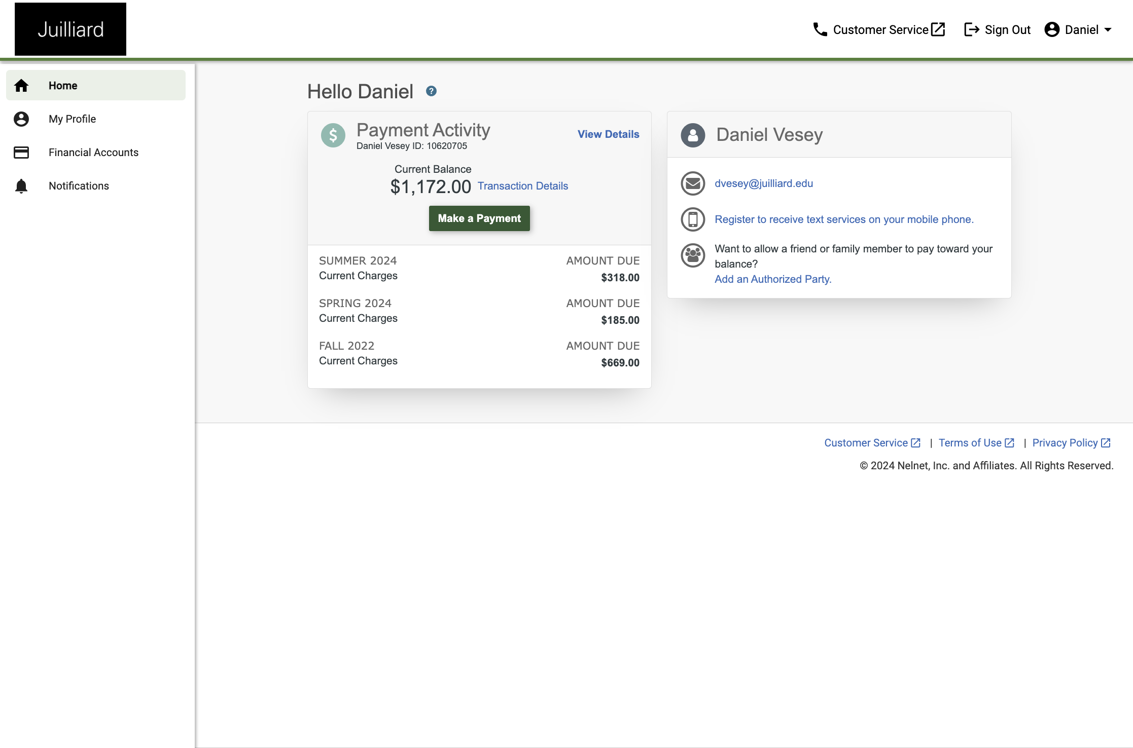 Click on Make a Payment