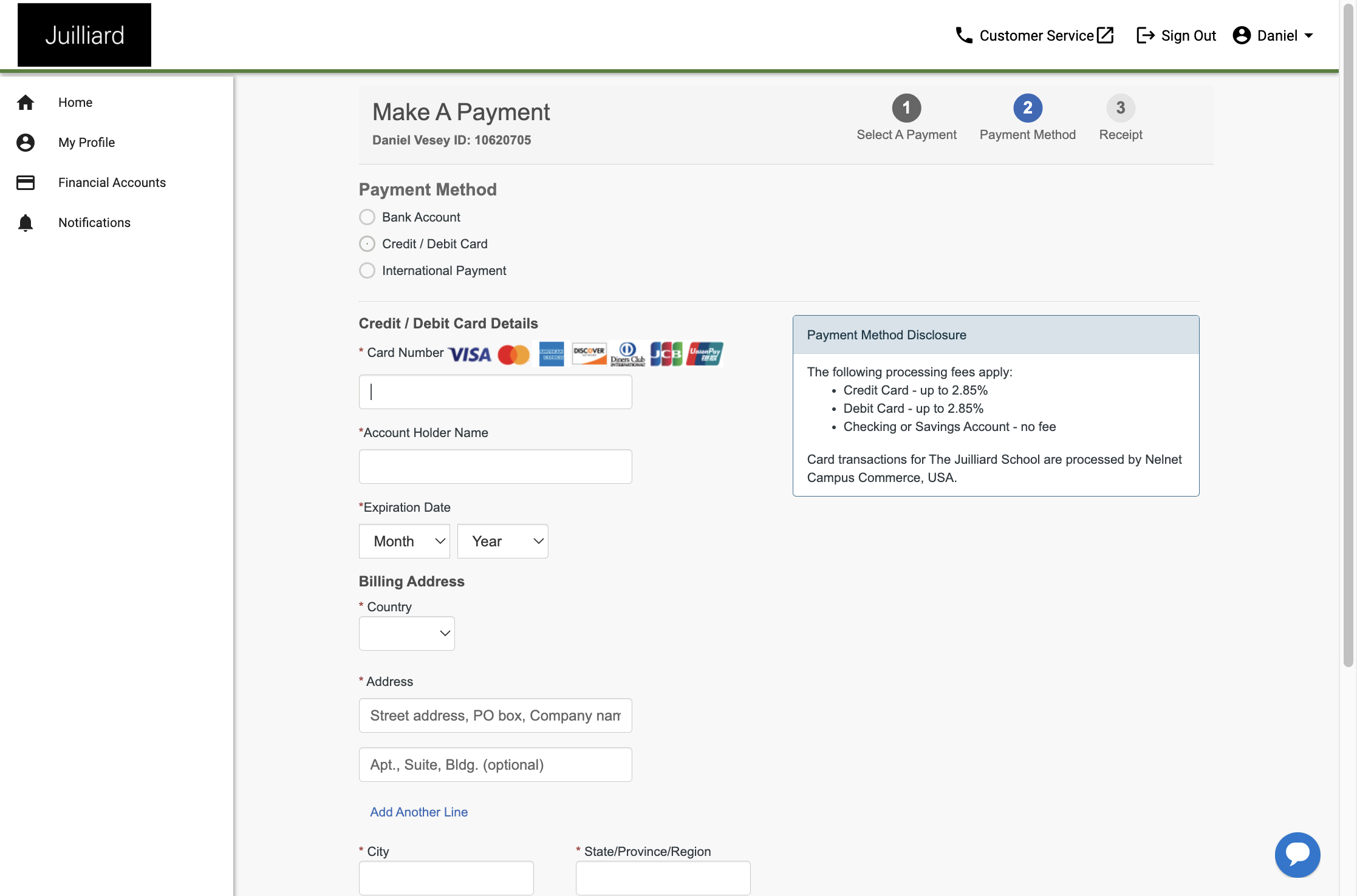 Select Credit / Debit Card
