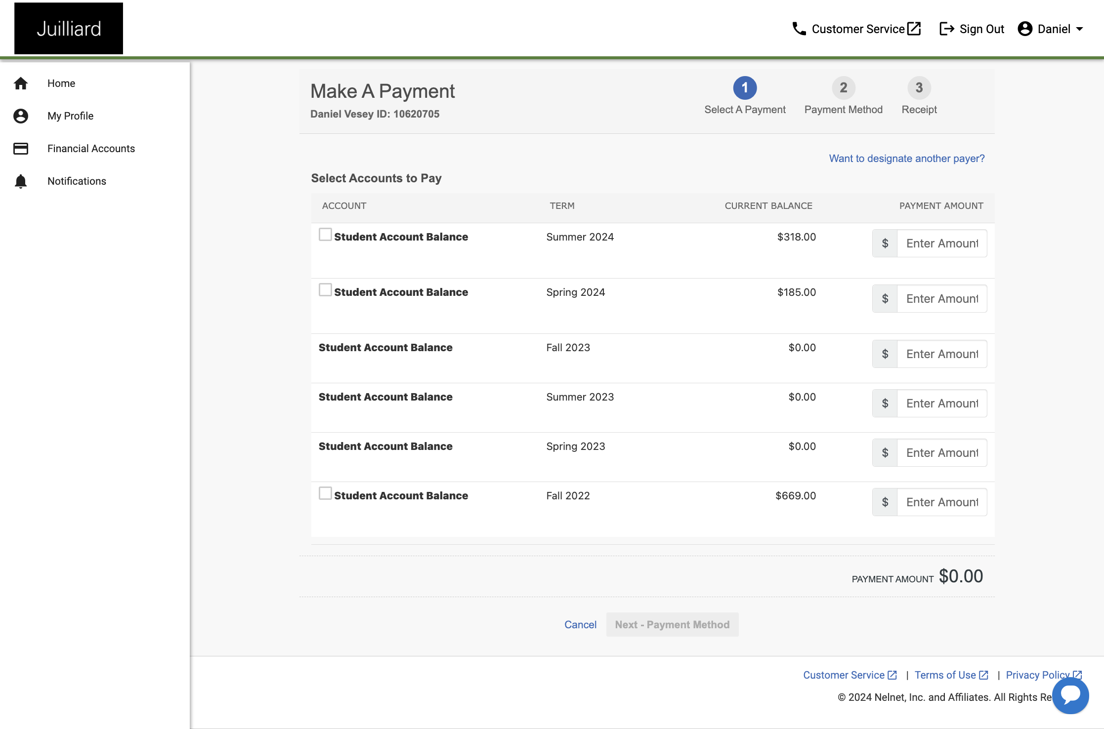 Click on Make A Payment…