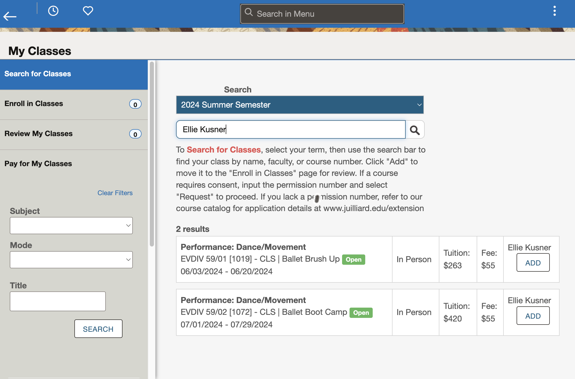 Or search by faculty name (first and/or last name).