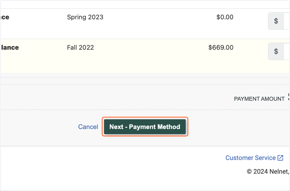 Click on Next - Payment Method