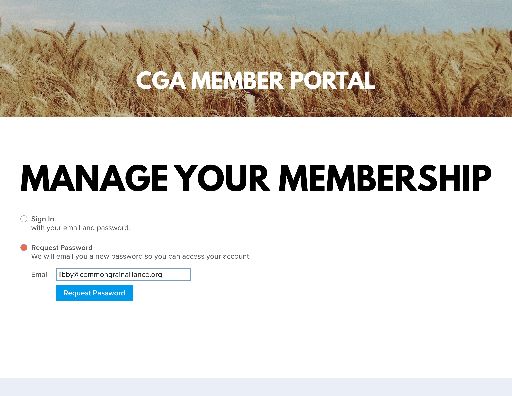 Click on Request Password