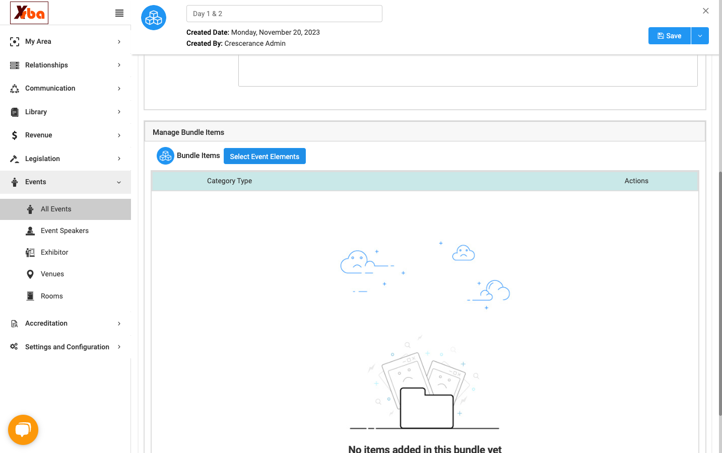 Click on Select Event Elements