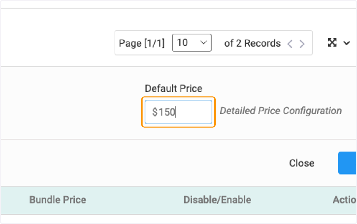 Set bundle price.
