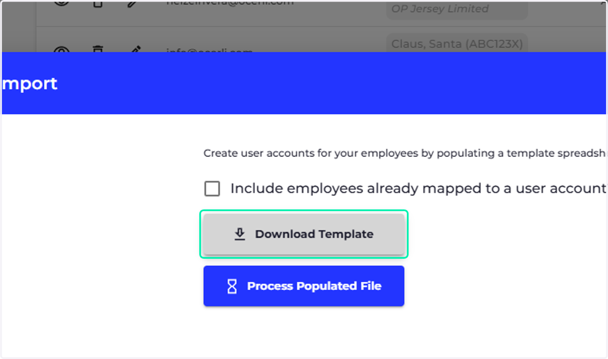 Click on Download Template and save the file to your chosen folder.