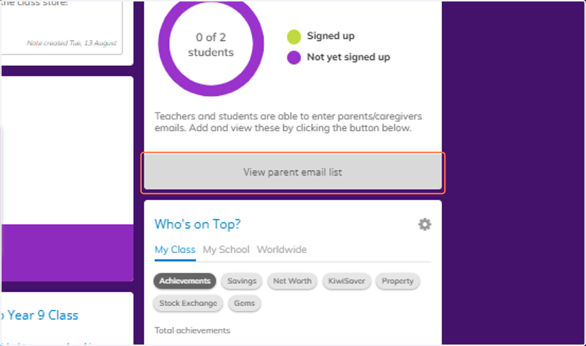 Click on View parent email list