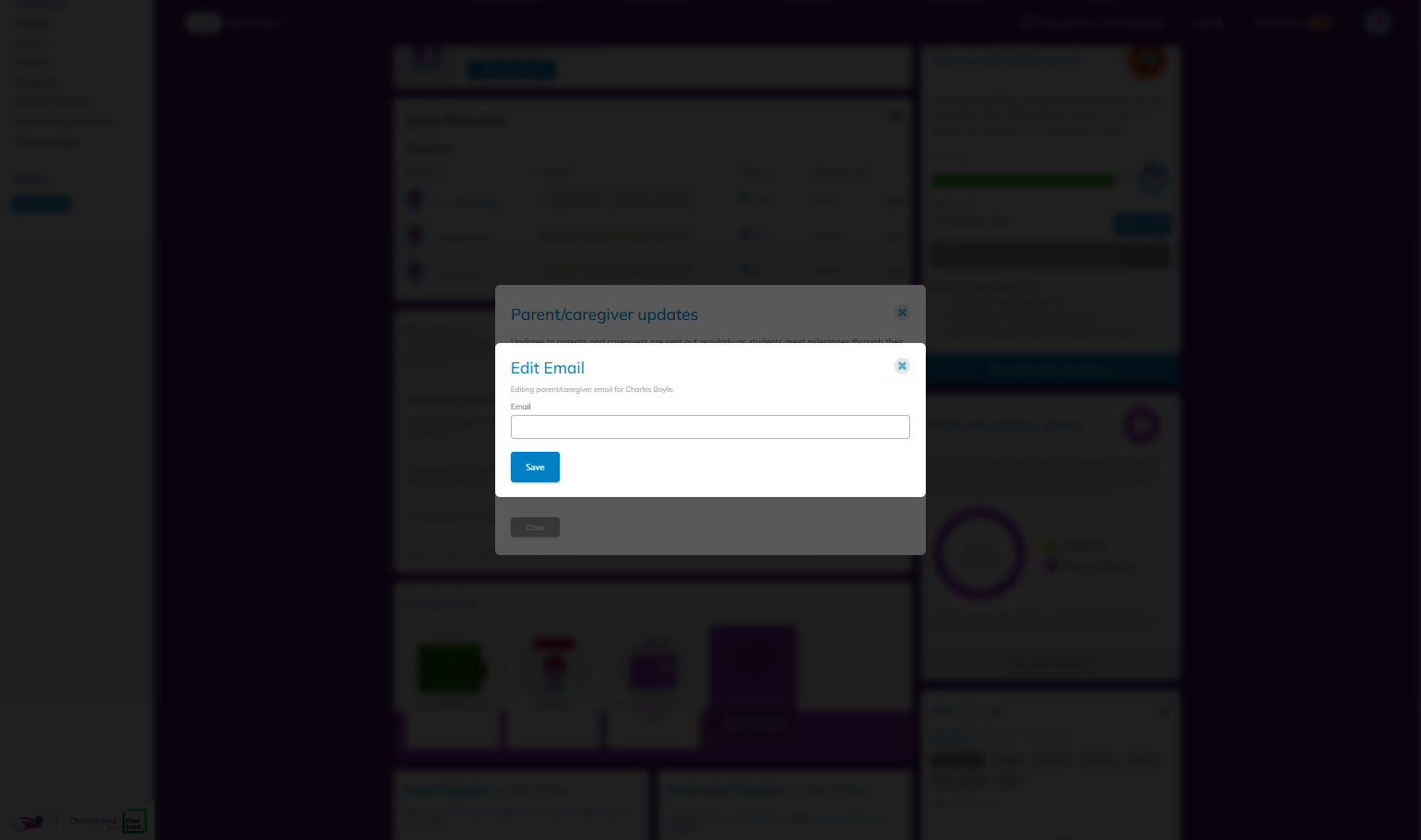 You can edit or manually enter a parents email from here and then click save.
