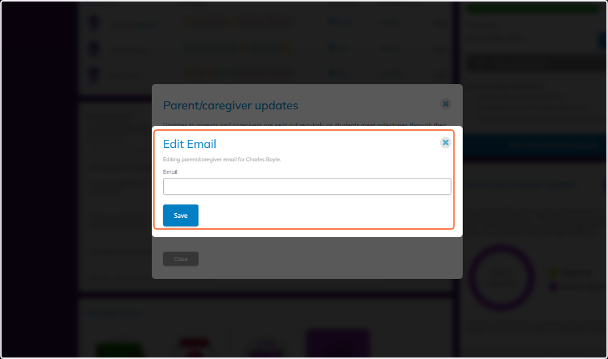 You can edit or manually enter a parents email from here and then click save.