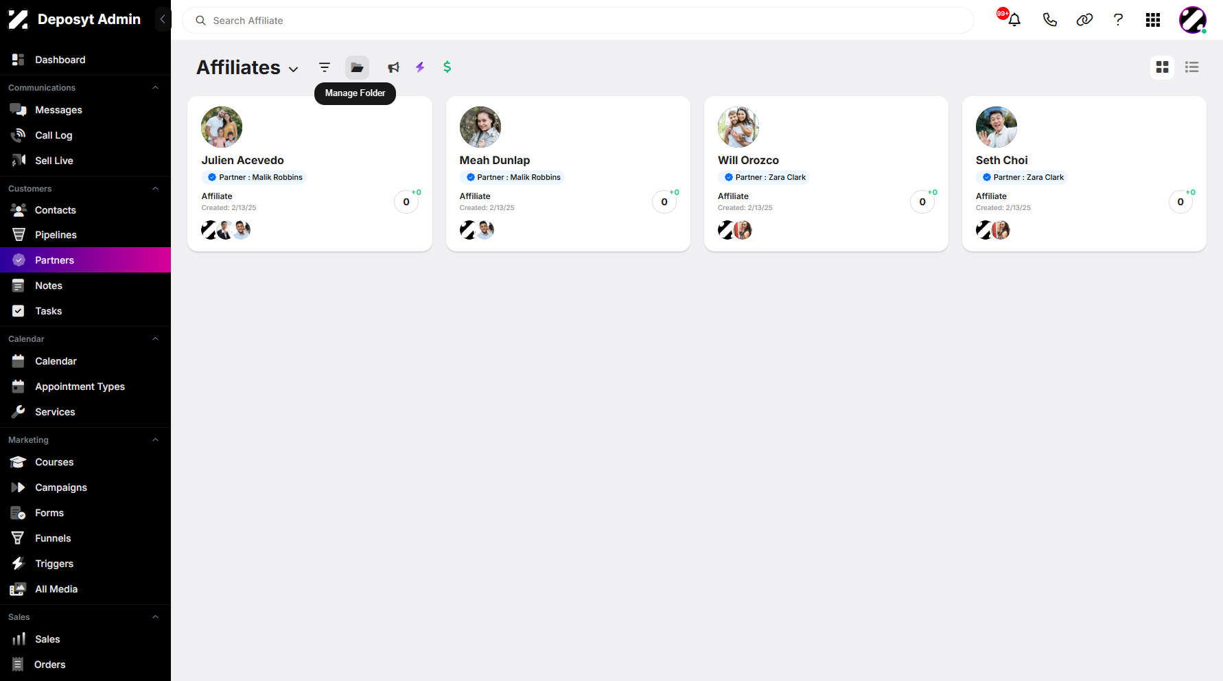 Step 3: Click on Manage Folder to view all hidden folders.