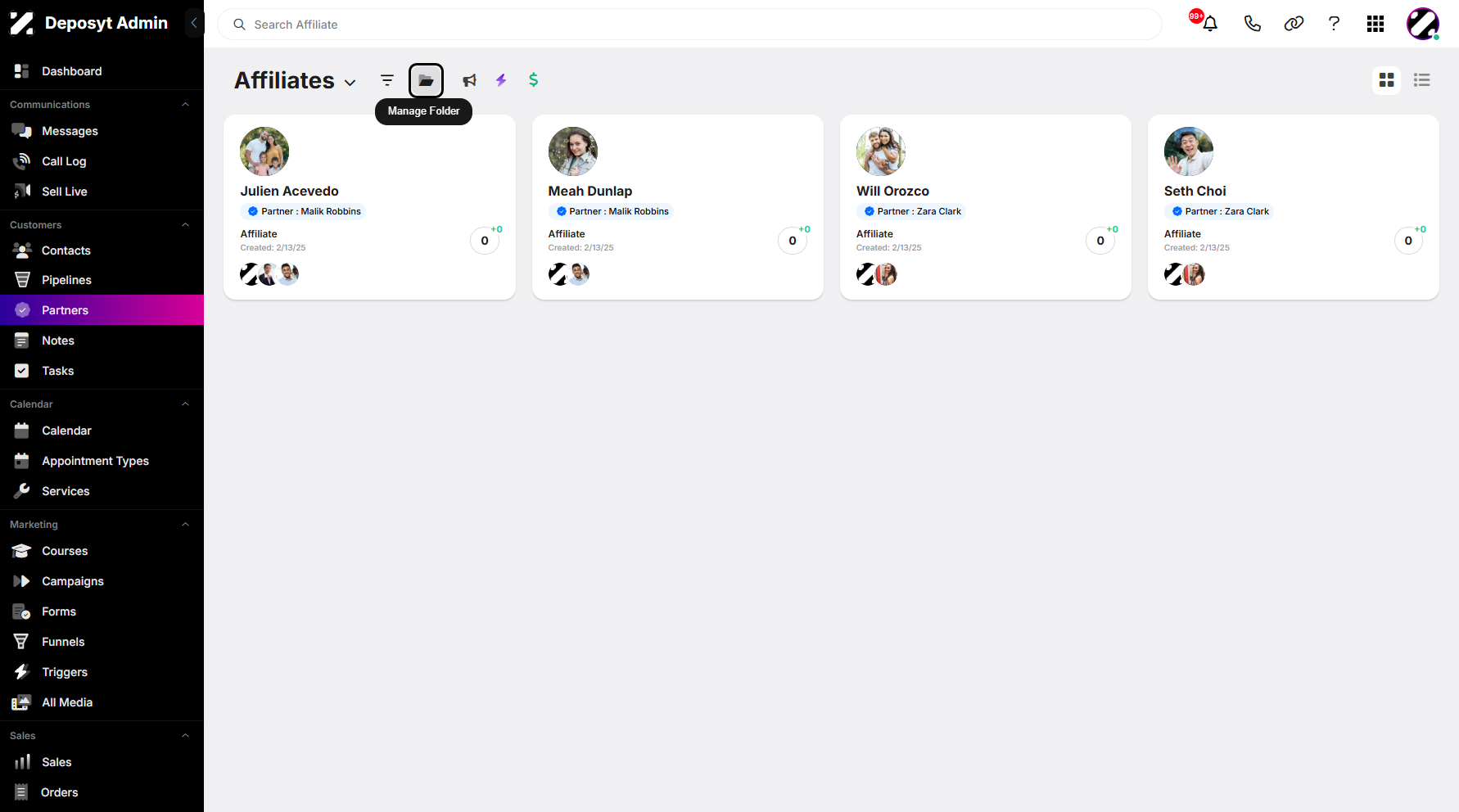 Step 3: Click on Manage Folder to view all hidden folders.