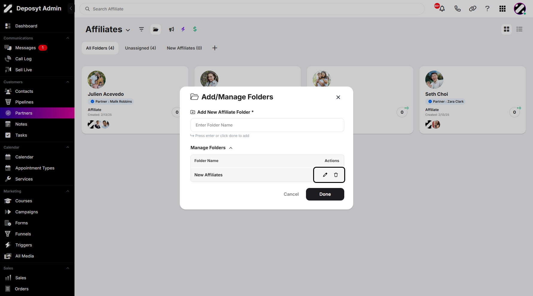 Step 7: Once open, you can perform actions such as renaming or deleting them.