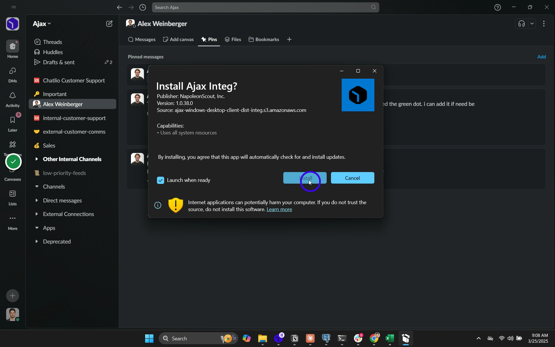 ...then click "Install"