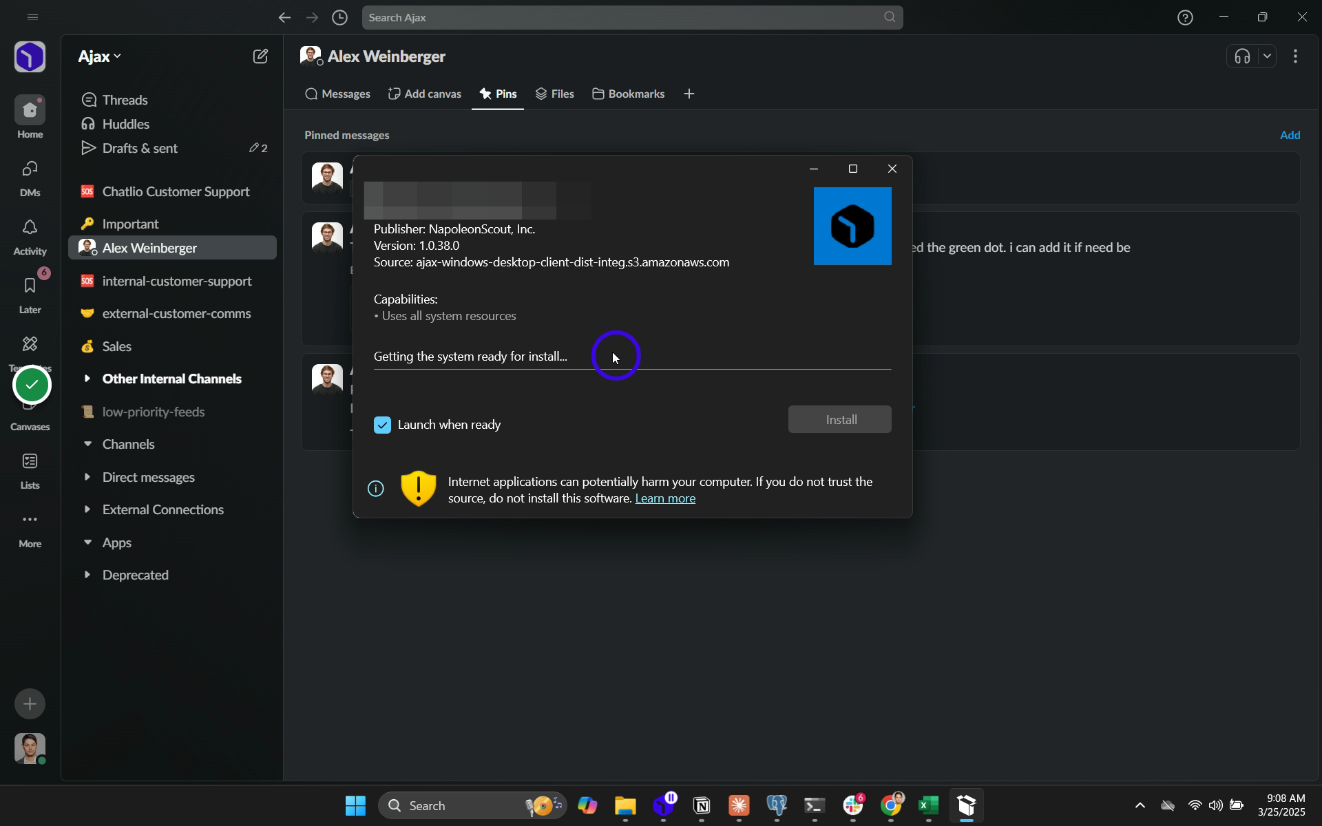 The installation will take 5-15 seconds on most computers