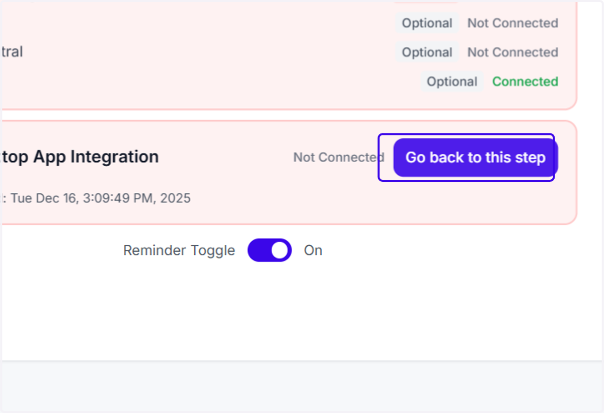 Click on Go back to this step