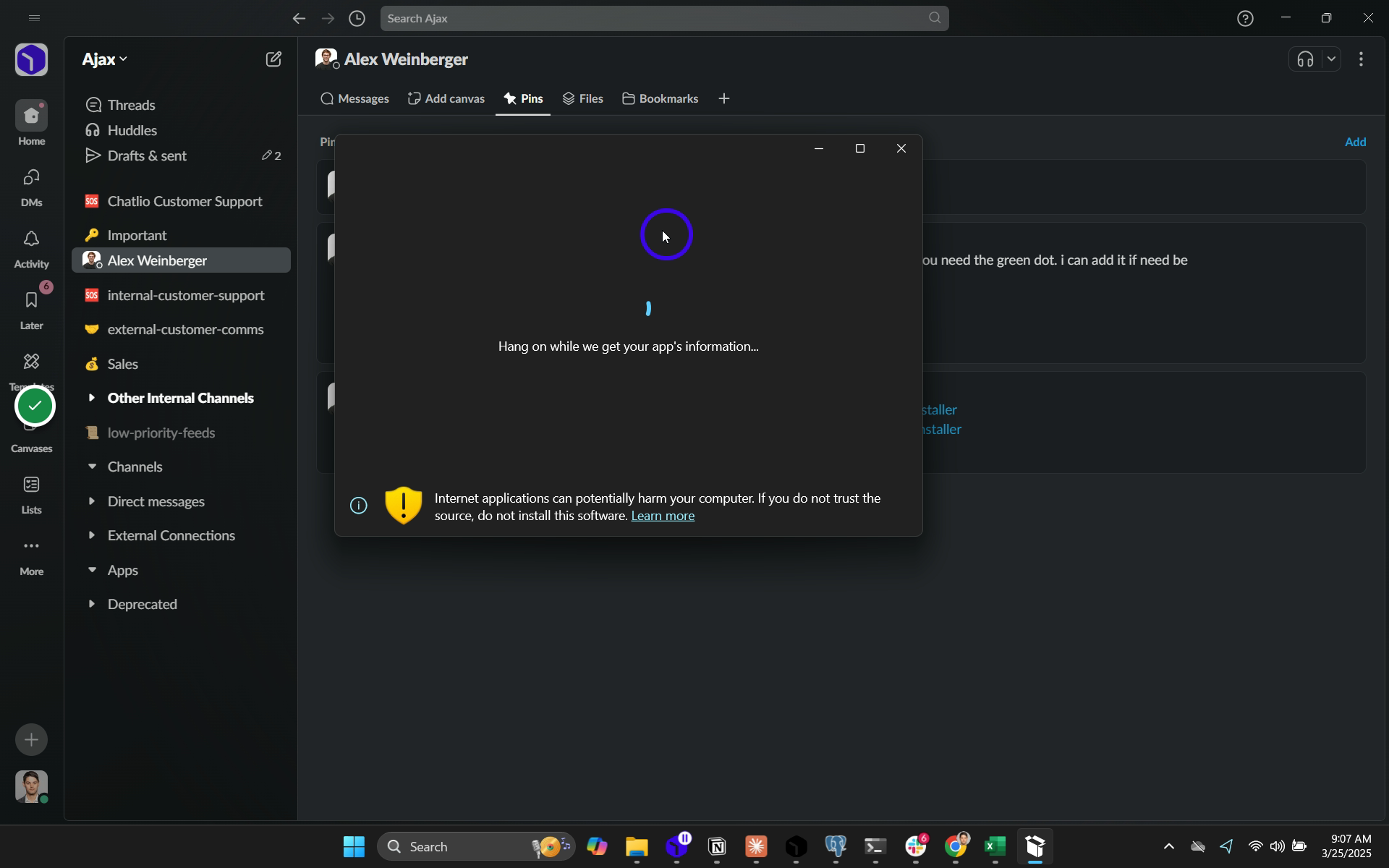 You'll see the Ajax App Installer pop up - wait for it to load...