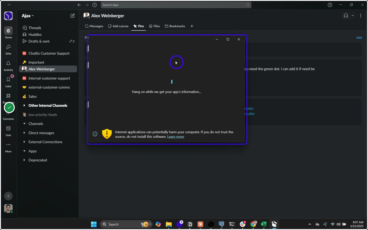 You'll see the Ajax App Installer pop up - wait for it to load...