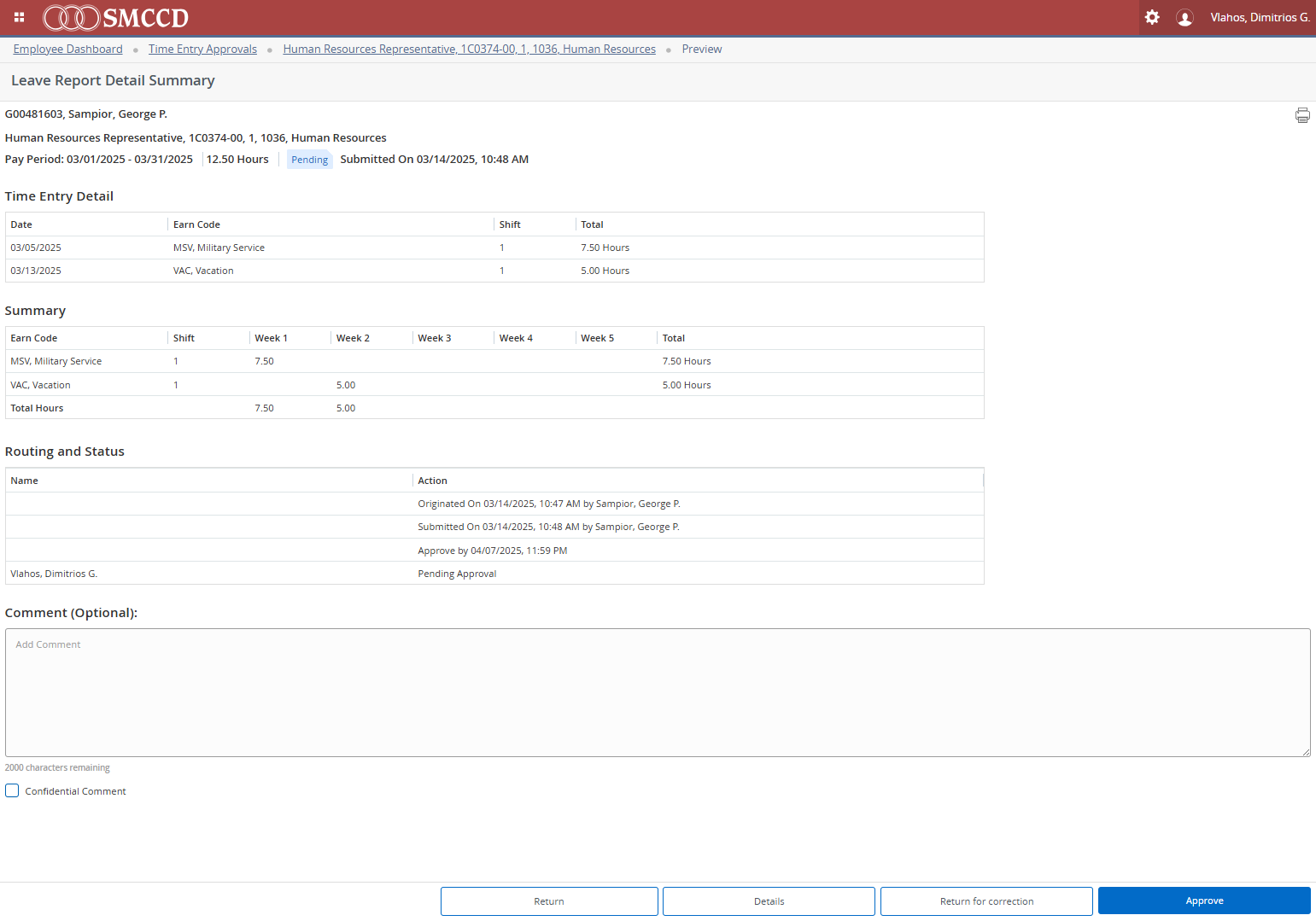 As an approver, you can either send the leave report back for corrections or approve it while adding a comment for clarification or feedback.