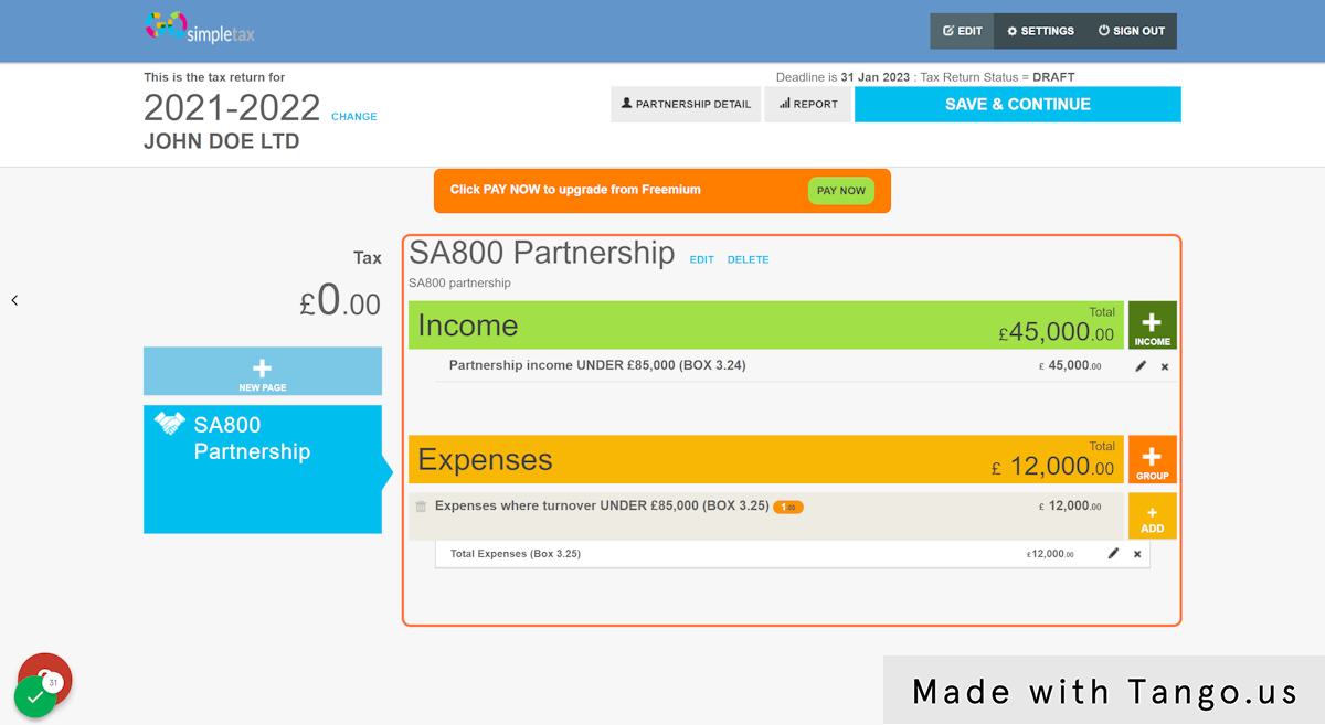 Now you'll be able to input all of your income sources and expenses