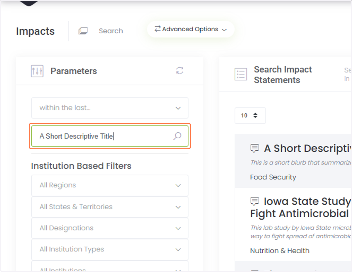 Search for your impact statement.