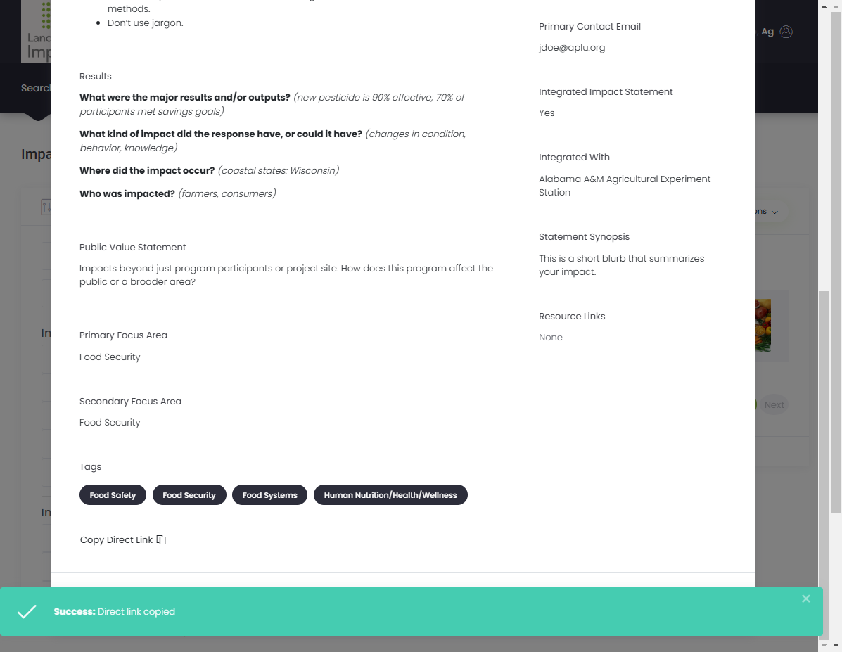 A pop up will appear to let you know the link is in your clipboard, ready to be pasted.