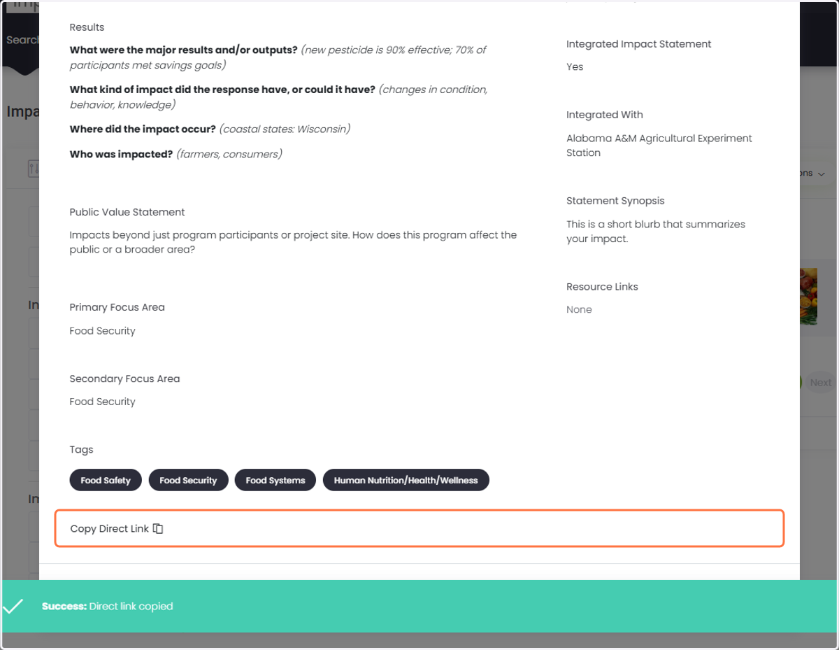 A pop up will appear to let you know the link is in your clipboard, ready to be pasted.