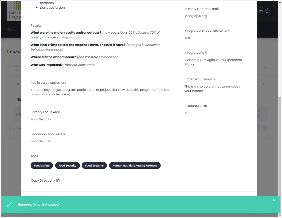A pop up will appear to let you know the link is in your clipboard, ready to be pasted.