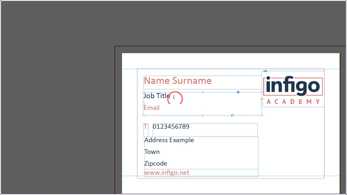 Position the text cursor within the frame.