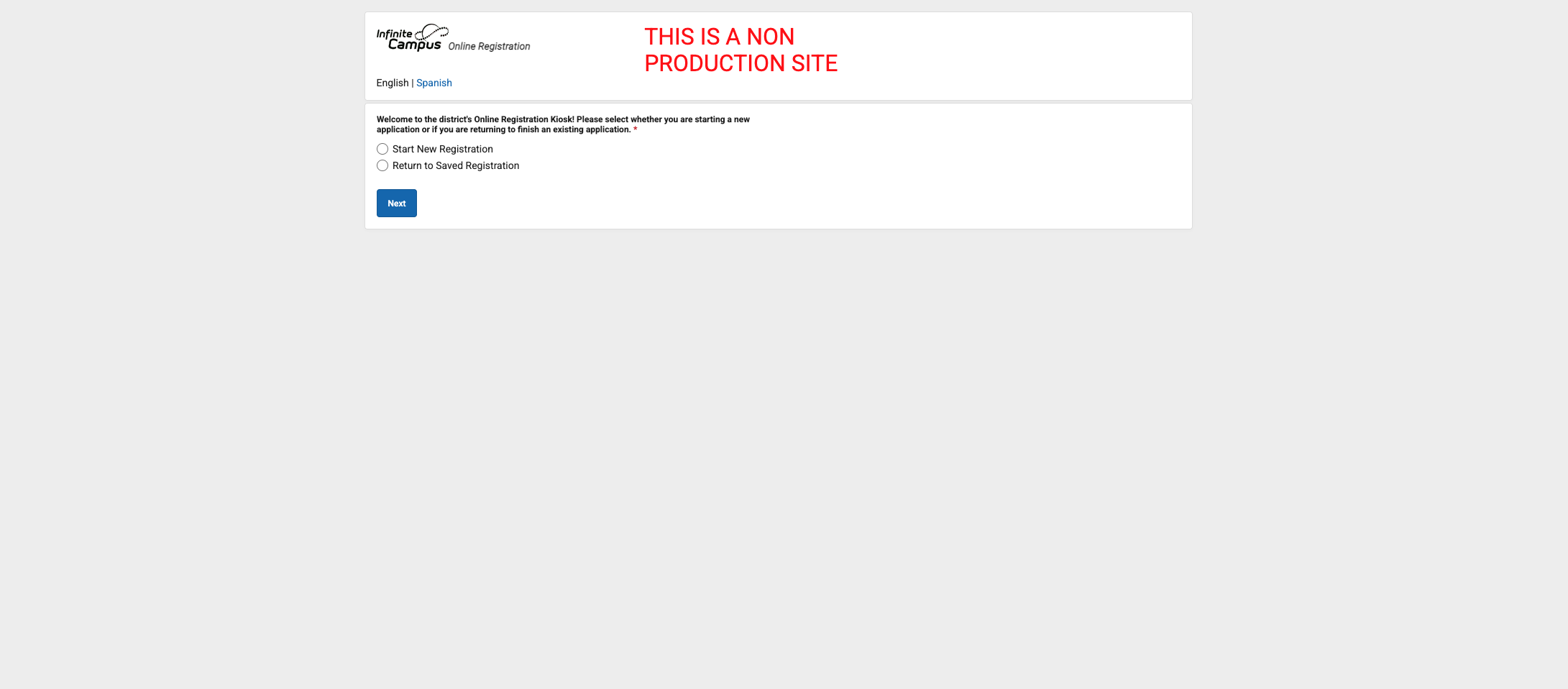 Click on Online Registration…