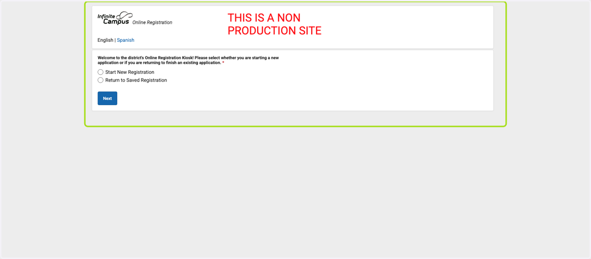 Click on Online Registration…