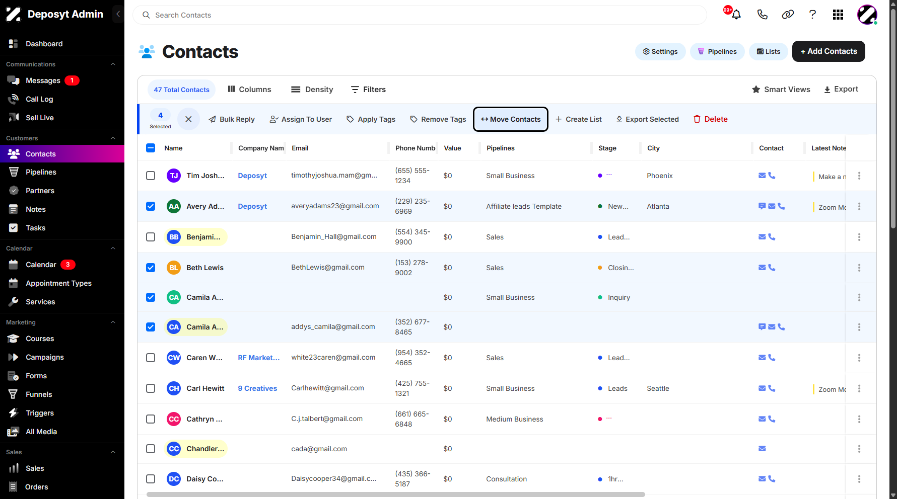 Step 5: Click on Move Contacts to proceed.