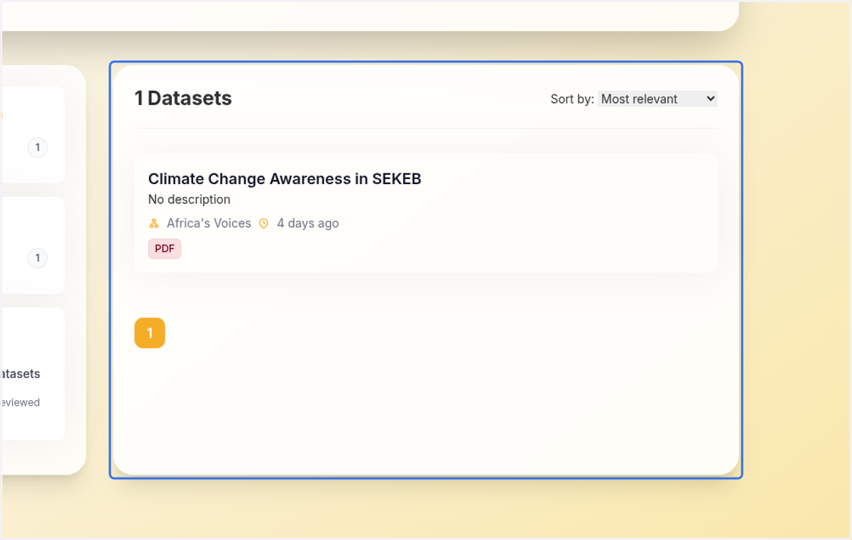 The search results show the best fit dataset…