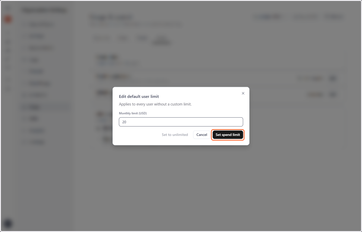 Click on Set spend limit