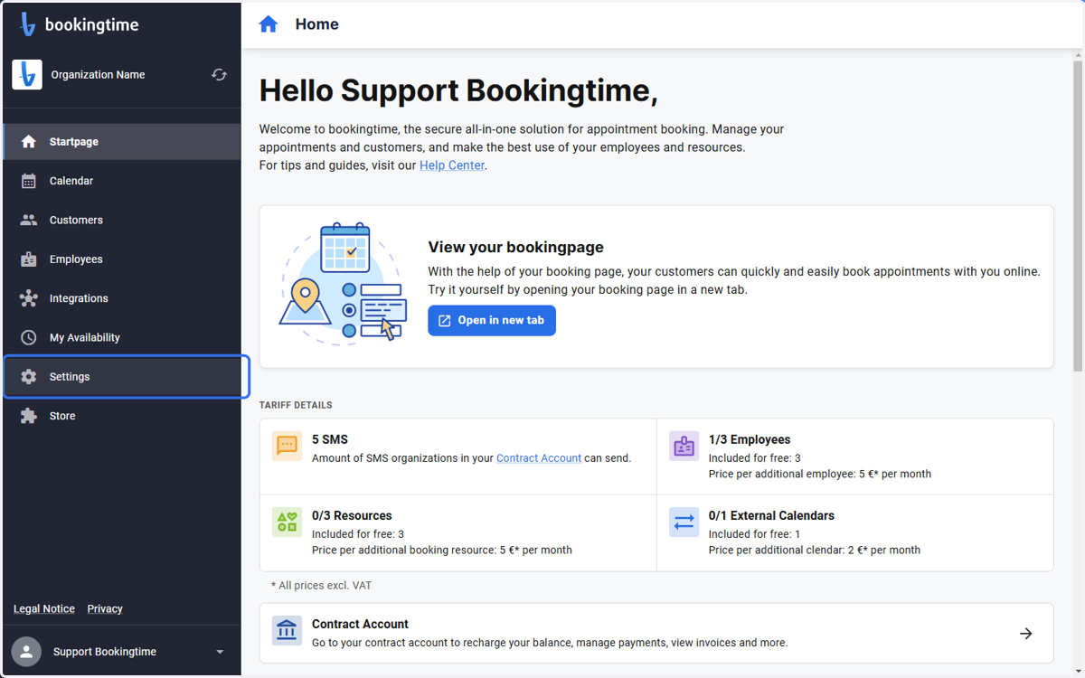 Click on Settings
