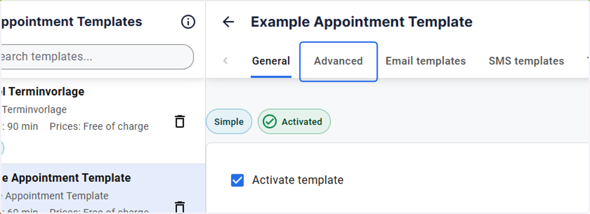 Click on Advanced