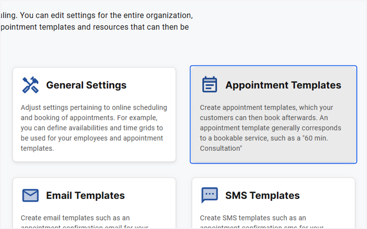 Click on Appointment Templates