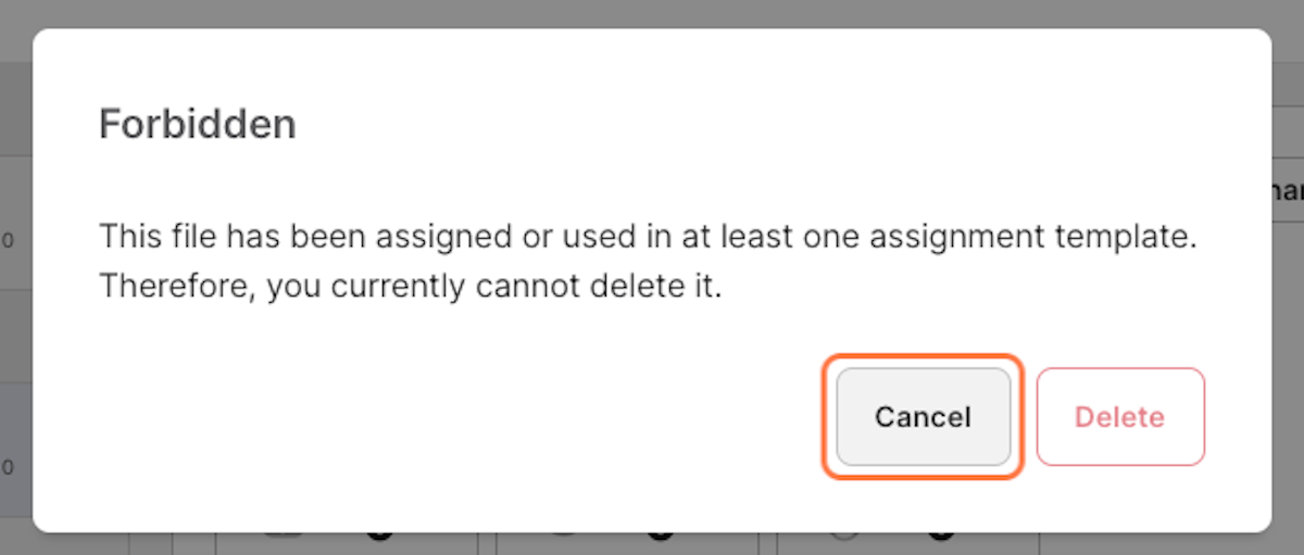 If the title has already been used for an assignment, a warning message appears to prevent you from deleting the piece. 