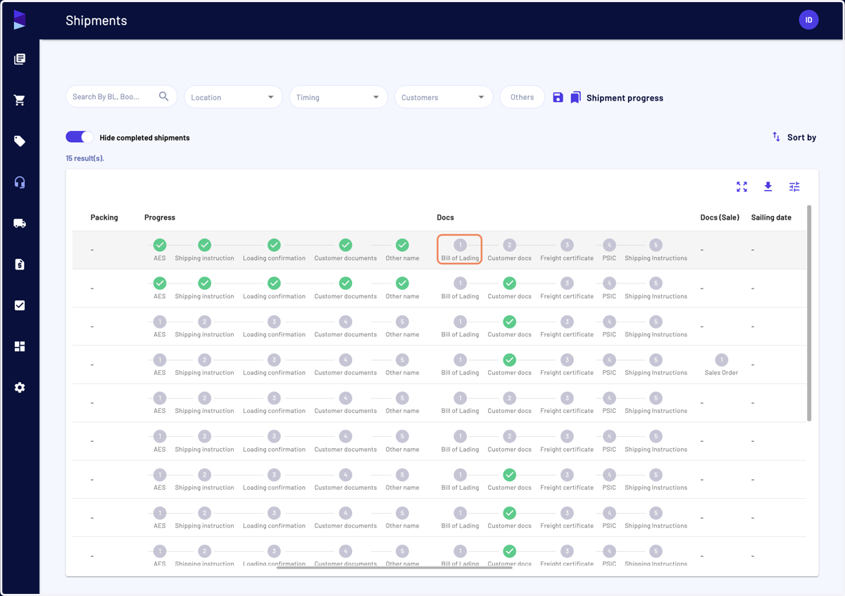 Access the "Docs" column and click on one of the steps