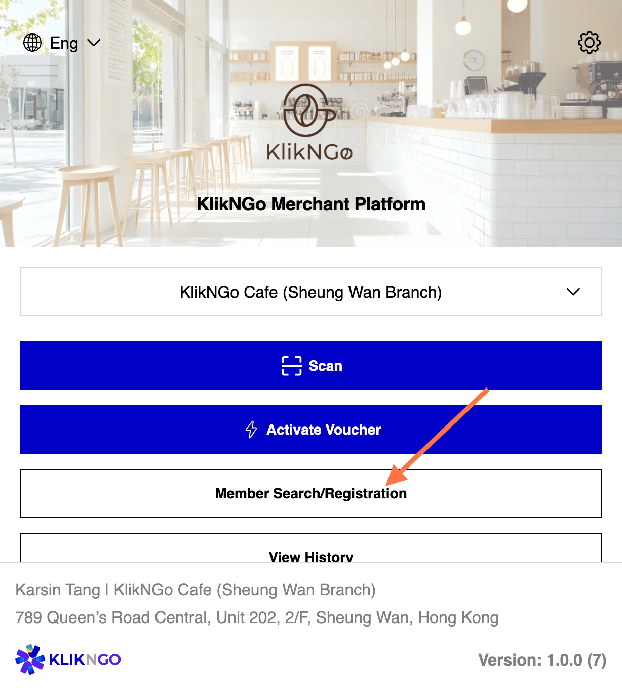 Click on Member Search/Registration